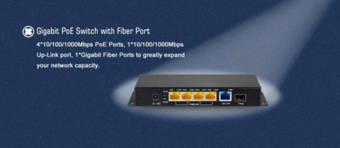 Porto completo 48V do interruptor 4 dos ethernet do ponto de entrada dos portos do gigabit com 1 Uplink/1 porto de SFP