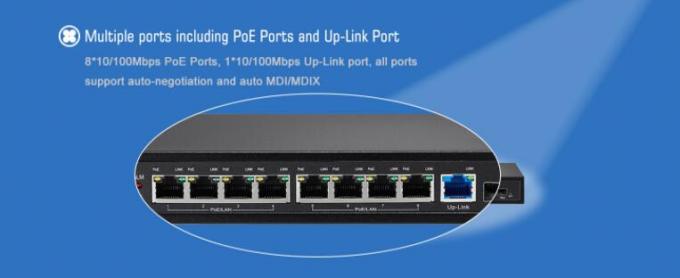 Enegreça 8 o poder do gigabit 48V do porto sobre o interruptor dos ethernet/1 Uplink/1 SFP