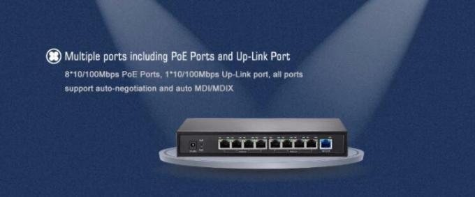 Auto - a negociação os auto portos 1 do ponto de entrada do interruptor de rede 8 do ponto de entrada de MDI/MDIX Uplink o porto