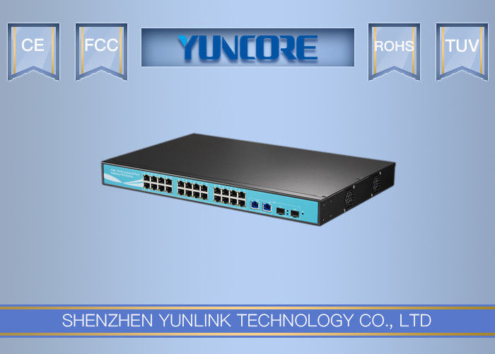 802.3at 48V Standard Power Over Ethernet Switch , Fast 24 Port POE Network Switch